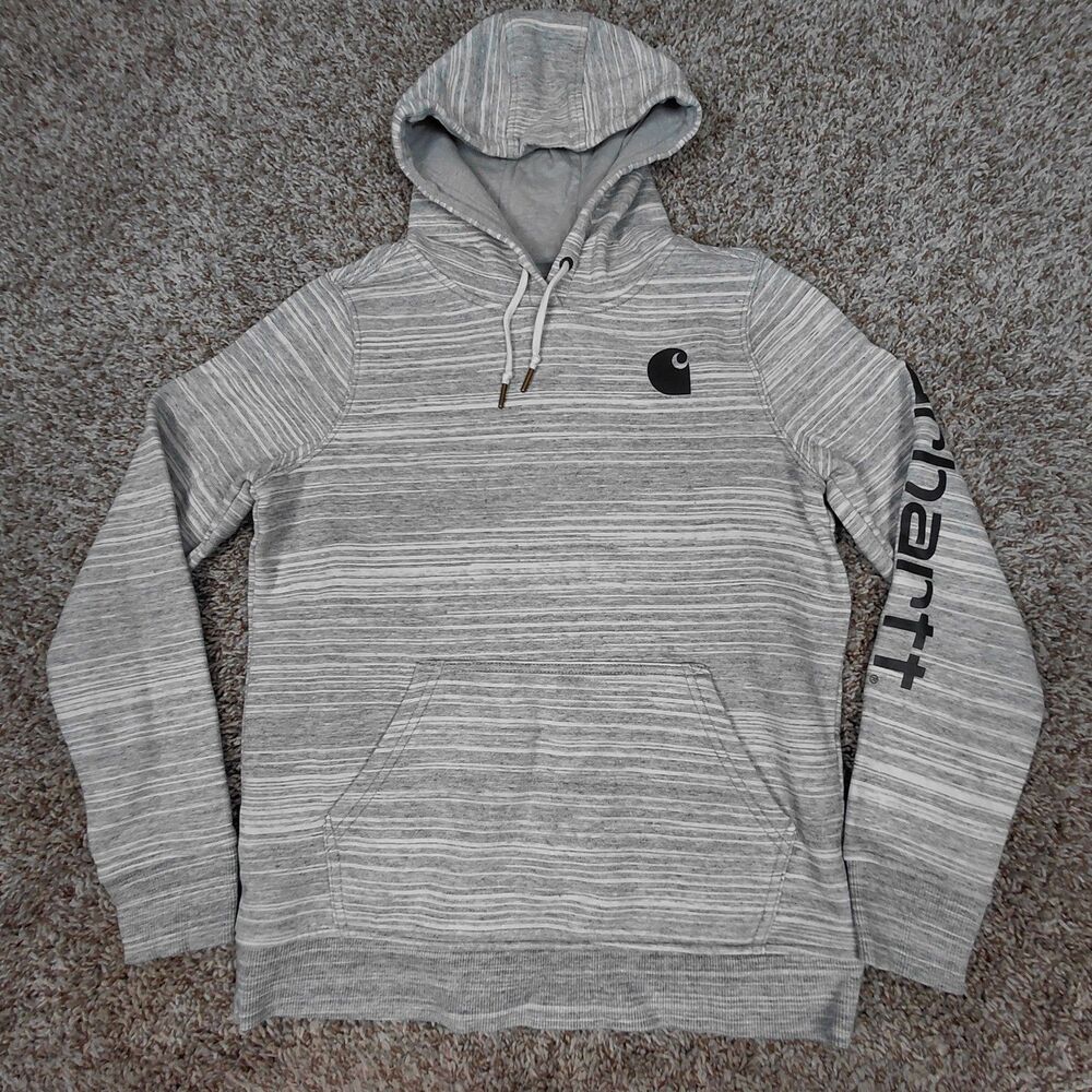 Carhartt Icnic Clarksburg Hoodie Sweatshirt Womens Small Heather Grey Hooded